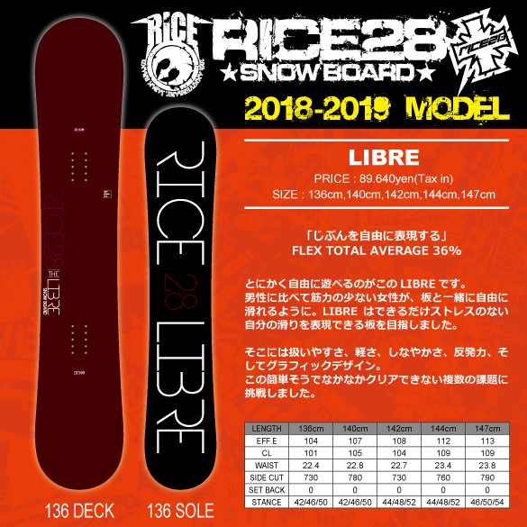 スノボー【値下げ】RICE28 LIBRE スノーボード 板140cm（ライス リブレ）