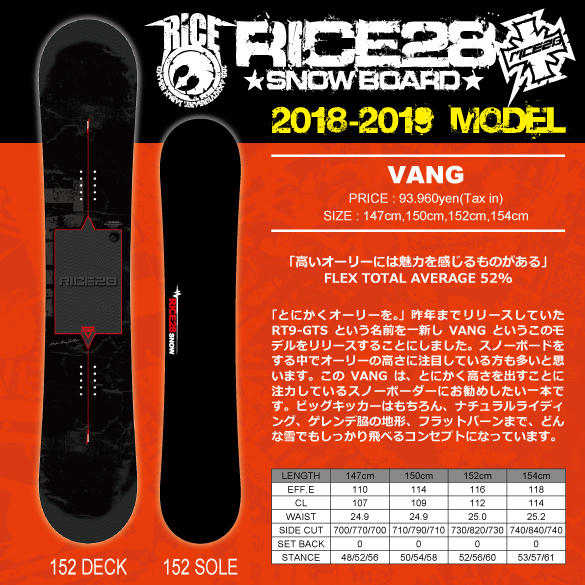 18-19 RICE28(ﾗｲｽﾄｩｴﾝﾃｨｰｴｲﾄ) / VANG・スノーボード [147cm,150cm