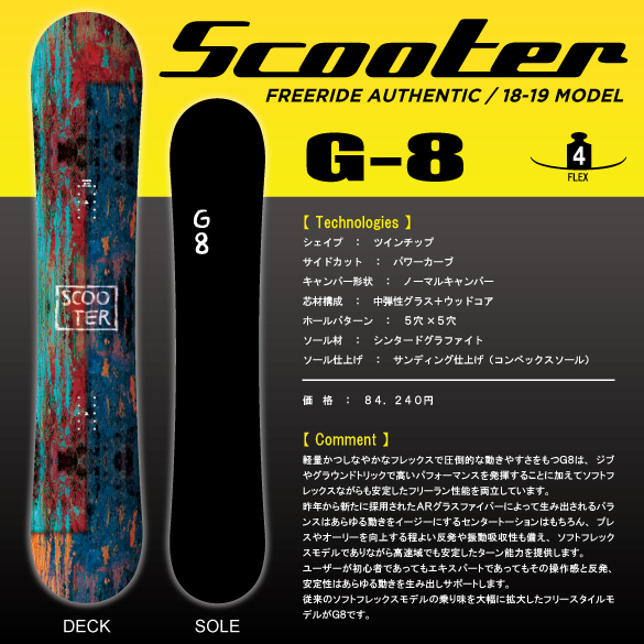 18-19 SCOOTER(ｽｸｰﾀｰ)・G8・スノーボード [138cm,141cm,144cm,147cm 